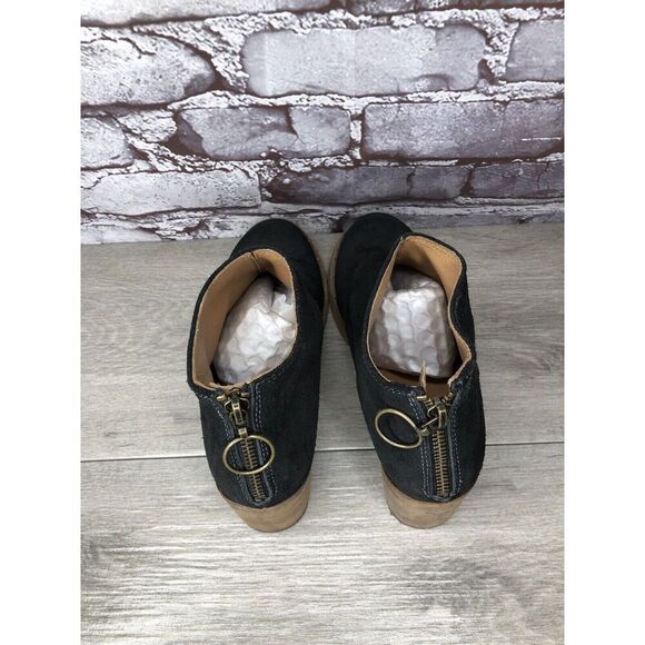 BEEK Falcon Black Suede Leather Back Zip Stacked Heel Booties Women’s 7M US/38EU - Picture 5 of 16